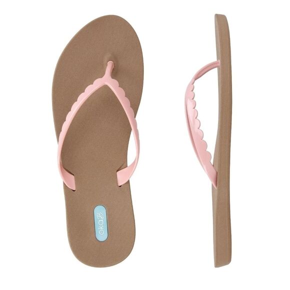 Oka b. Bristol Flip Flops Sandals Thongs Color: Toffee/Pink Salt Size 8 - Picture 1 of 12